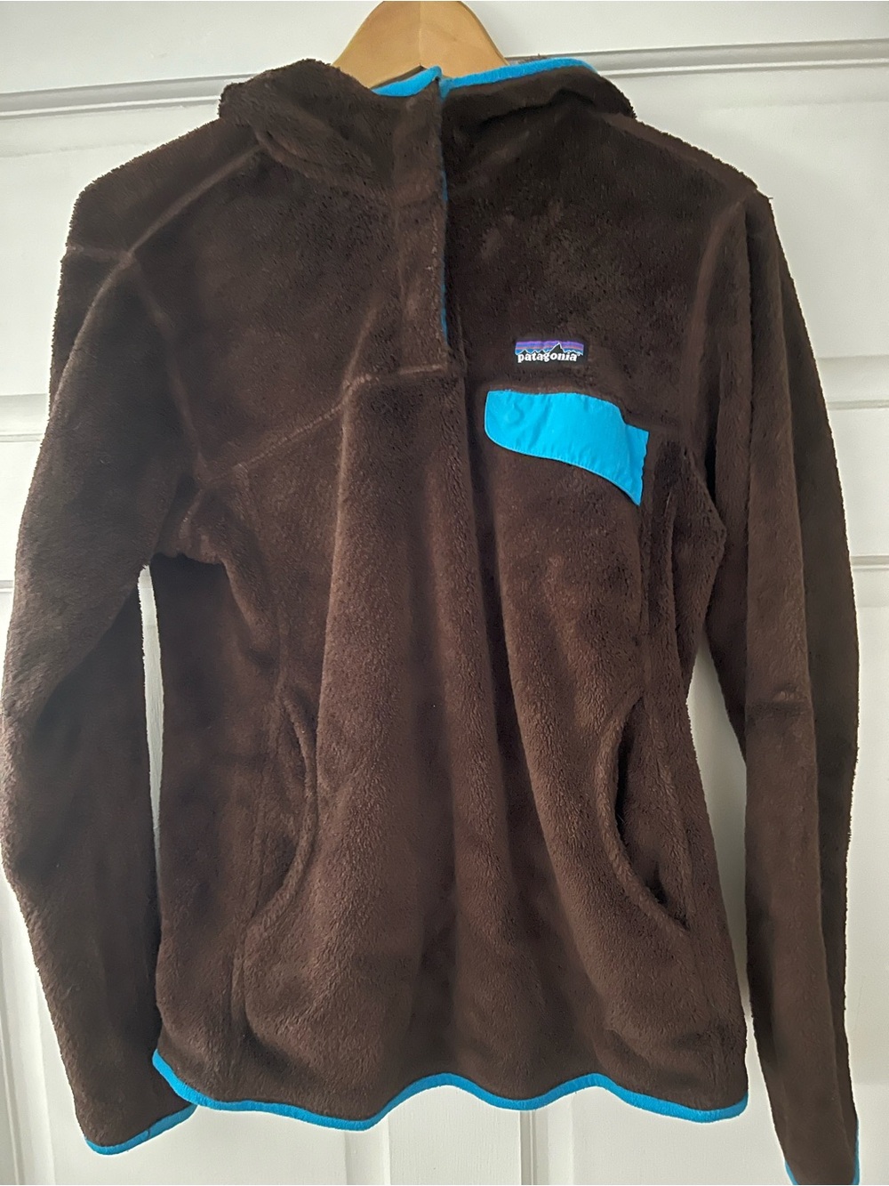 Patagonia Brown Fleece Pullover with Turquoise Accents